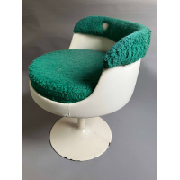 Vintage stoel Futura met groene bekleding en trompetvoet